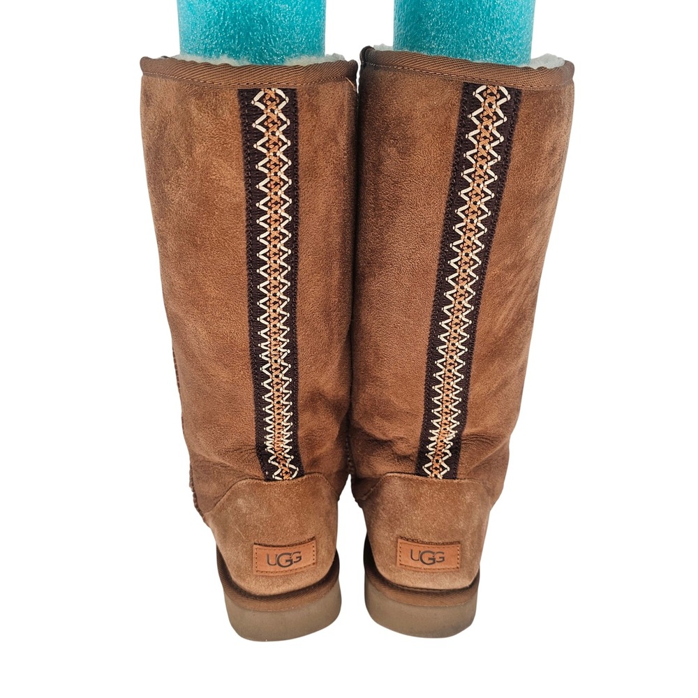 UGG‎ Australia Classic Tall II Tasman Braid Suede Shearling Boots 10 Chestnut